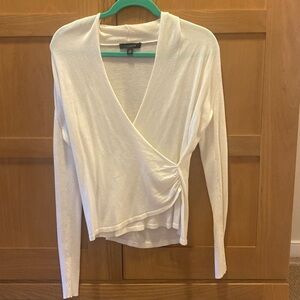 Anne Taylor medium white long sleeve wrap sweater